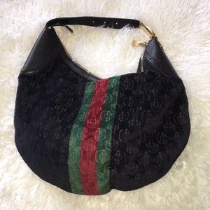 Authentic Gucci Velour Embossed Glam Hobo